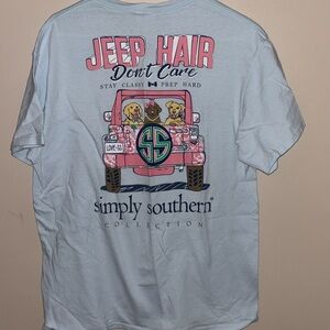 Light blue size, large simply southern short sleeve tea jeep hair don’t care